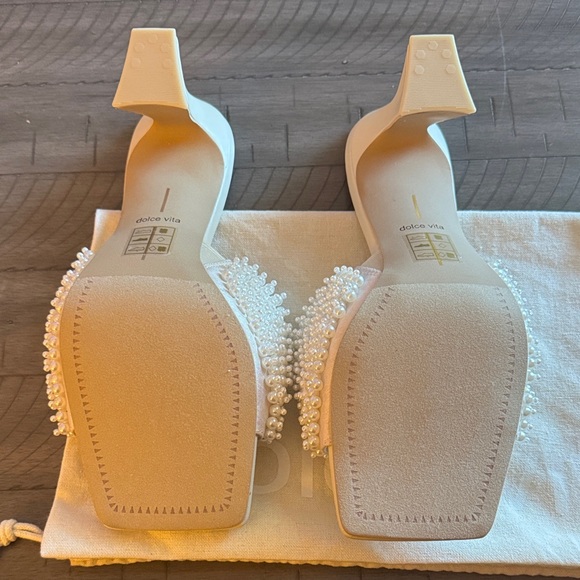 Dolce Vita White Pearl Embellished Heels - Picture 3 of 5